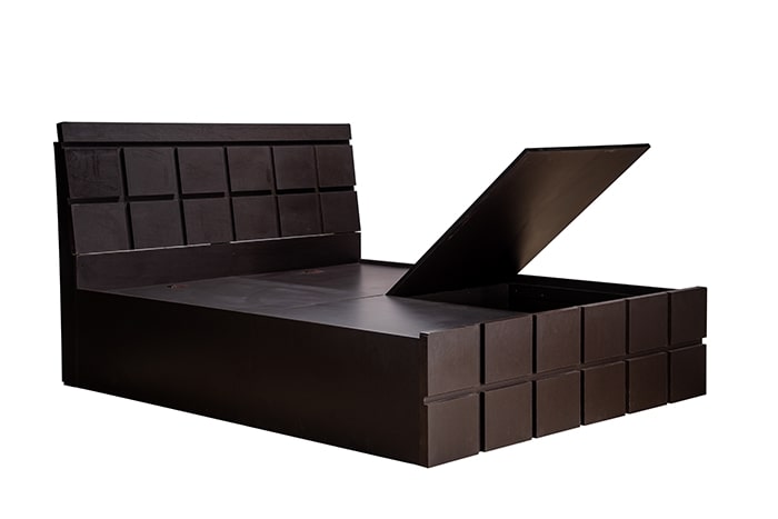 TR Noir Wenge Checkered Queen Bed (Storage)